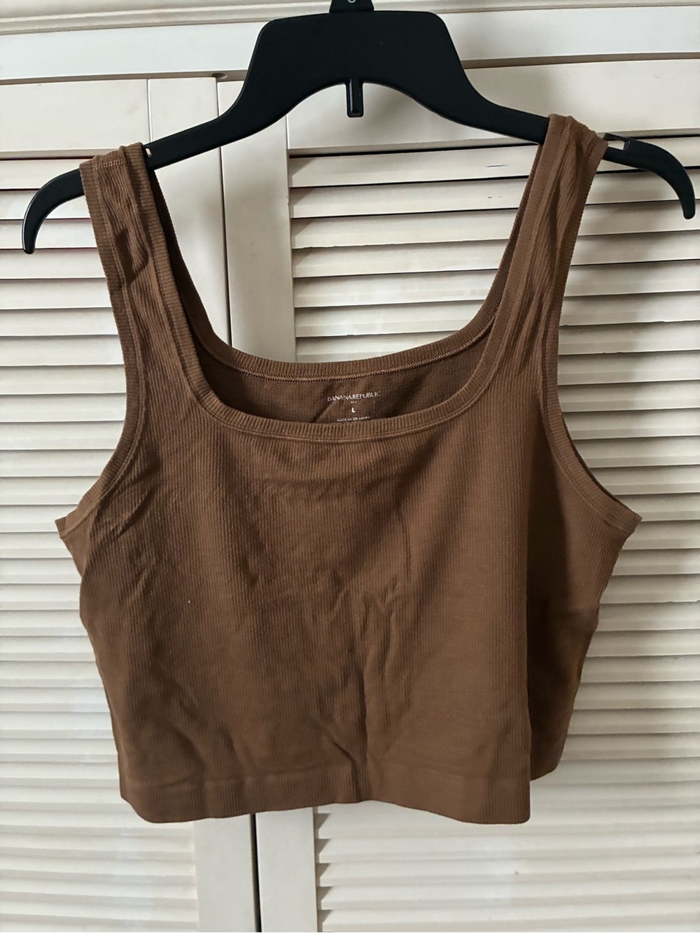 Banana Republic Ribbed Square-Neck Crop Tank — Brown